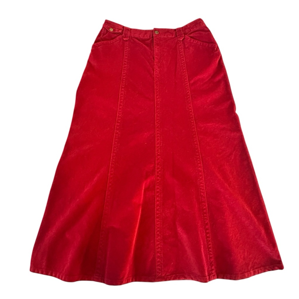 Eddie Bauer Vintage Red Women's A-Line Corduroy Long Midi Skirt Size 8